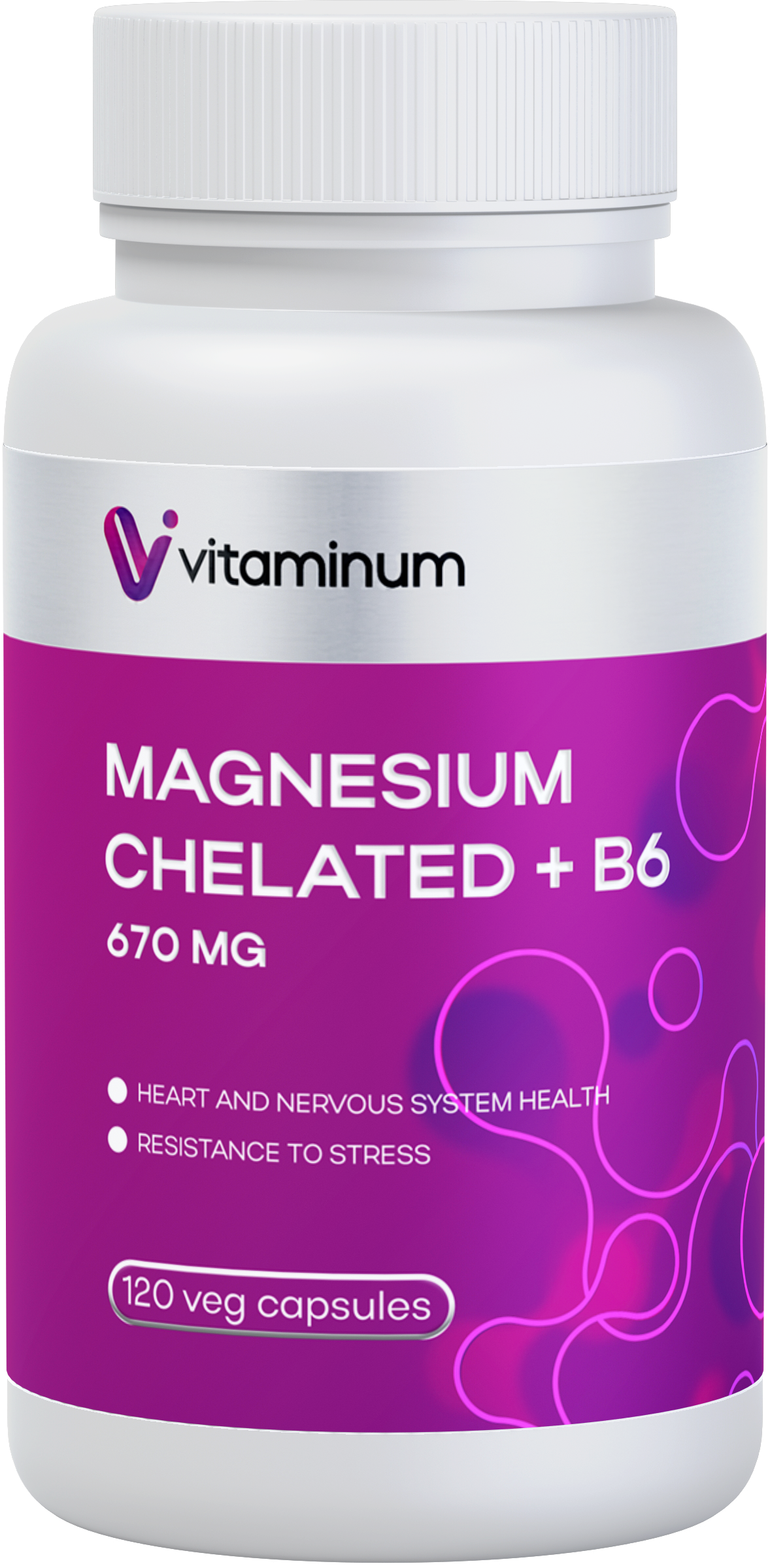  Vitaminum МАГНИЙ ХЕЛАТ + витамин В6 (670 MG) 120 капсул 800 мг  в Луге